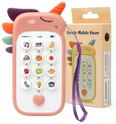 Téléphone Jouet pour Enfants, Jeu Musical Enfant 1 An, Téléphone Portable Jouet pour Bébé 6 9 12 Mois, Jouets Sensoriels pour Enfants avec Télécommande pour 1 2 3 Ans