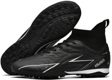 Unisex Soccer Cleats TF Indoor/Artificial Turf - Mid-Top Lace-Up Football Shoes with Lightweight Breathable Mesh, Anti-Slip Studs
