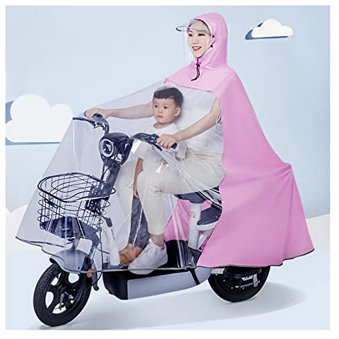 Poncho de lluvia transparente con capucha for bicicleta eléctrica, scooter de movilidad, capa de lluvia for ciclismo a prueba de viento, 3XL 4XL(Pink)