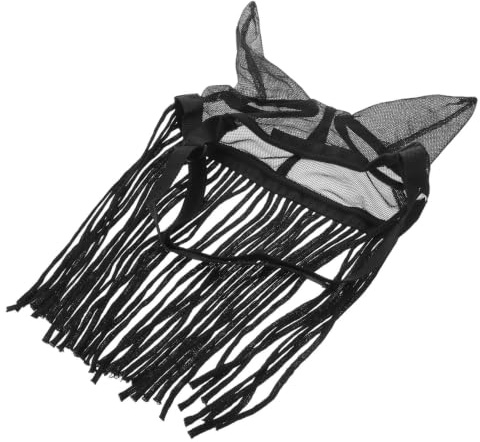 Hohopeti Breathable Resistant Mask Ears Stylish with Horse Polyester and Fly Fringe Design, Detachable and Abrasion in Active Horses Hot Weather Conditions