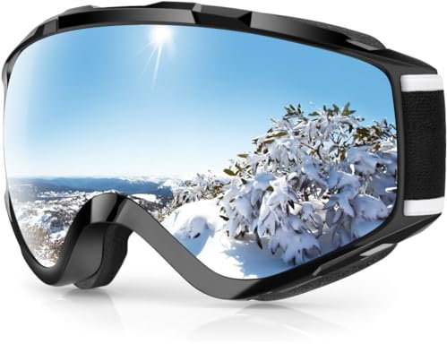 Findway Skibrille, Snowboard Brille für Brillenträger Herren Damen Erwachsene Jugendliche OTG UV-Schutz Kompatibler Helm Anti Fog Skibrillen Sphärisch Verspiegelt