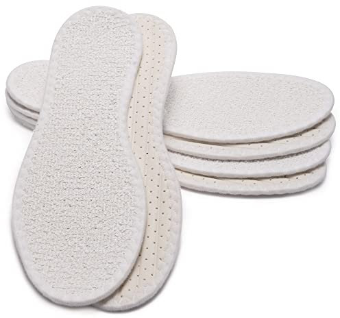 SULPO MAROL Barfußsohle aus 100% Baumwolle Frottee mit Latexdämpfung, Antibakteriell, Aktivkohle, Atmungsaktiv/Größe 36-47 (41), 3er Set für Unisex-Erwachsene und Kinder, Weiß oder Beige