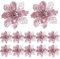 FUNNY HOUSE Fiori di Natale, 12 Pezzi Fiori di Natale Poinsettia, GlitterStella di Natale Fiori Artificiali Decorazioni Matrimonio Albero di Natale Ornamenti di Capodanno (Oro rosa)