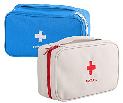 XINGSUI 2 pièces Trousse de Secours,Kit Vide de Premiers Soins,Stockage de médecine Portable,pour Le Camping Secourisme à Ménage(Bleu,Gris)