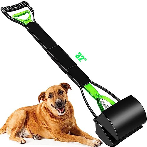 WOILIFE 32 Pooper Scooper for Large Small Dogs Heavy Duty, Long Handle Poop Scoop for Yard, Grass, Gravel, Dog Poop Grabber with High Strength Material and Durable Spring