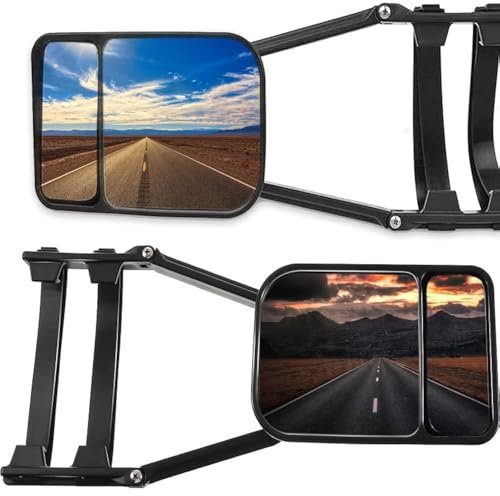 Convex Caravan Towing Mirrors,Caravan Mirrors for Cars Universal Towing Mirror Extensions with Clampsm, Rubber Straps Adjustable Dual View Safe for Motorhome Touring