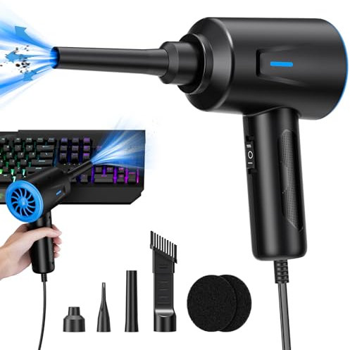 Elektrisk dammfläkt – 500 W tryckluft – 5,74 oz Compressed Air – PC rengöringsset för bärbar dator – tangentbord – bil – kontorsutrustning