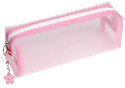 USHXVG Mesh Pencil Case - Large Capacity, Zipper Closure, Student Stationery Storage, Cosmetic Bag