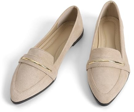 QiBusLeen Pointy Toe Penny Loafers for Women Dress Office Work Flats Shoes