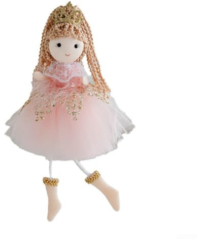 Bambola da appendere leggera con angelo di Natale, decorazione perfettamente realizzata per feste festive (rosa)