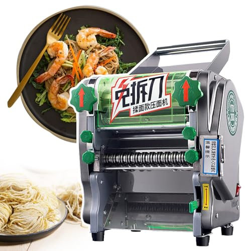 agreilduite Máquina para Hacer Pasta eléctrica de Acero Inoxidable con 2 moldes de Corte (Fideos de 3/9 mm de Ancho y Fideos Redondos de 1,8 mm) Máquina prensadora de Pasta Fresca de 750 W