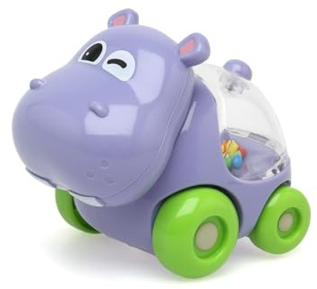 Kiokids | Juguete Arrastre de Hipopótamo | Sonajero con Ruedas | Bolitas de Colores | Juguete Educativo para Coordinación y Aprendizaje | Diseño Divertido y Seguro | Recomendado +12 Meses