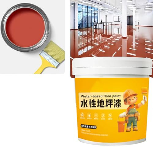 Peinture de sol Epoxys imperméable à base d'eau, 300 g avec pinceau, séchage rapide, antidérapante pour la maison, le garage, marron fer