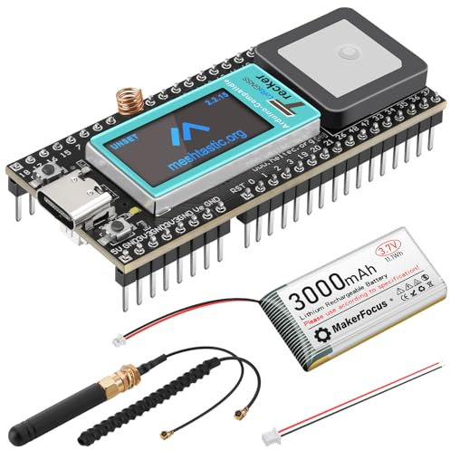 YELUFT Wireless Tracker mit 3000mAh Akku, Unterstützung GPS, GLONASS, Galileo Multisystem-Ortung, Integriert ESP32 WiFi Bluetooth SX1262 LoRa UC6580 für Arduino, Meshtastic GPS