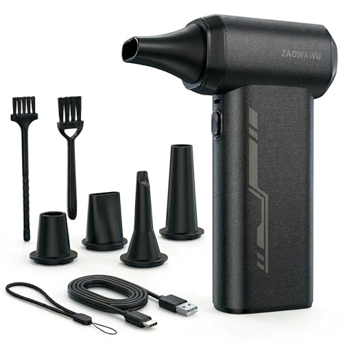 ZAOWAWU JX007 Electric Air Duster 150000RPM, Rechargeable Cordless Compressed Air Duster & Mini Blower, PC Cleaning Kit, Air Blower, Computer Cleaner for Keyboard, Car, Home, Outdoor