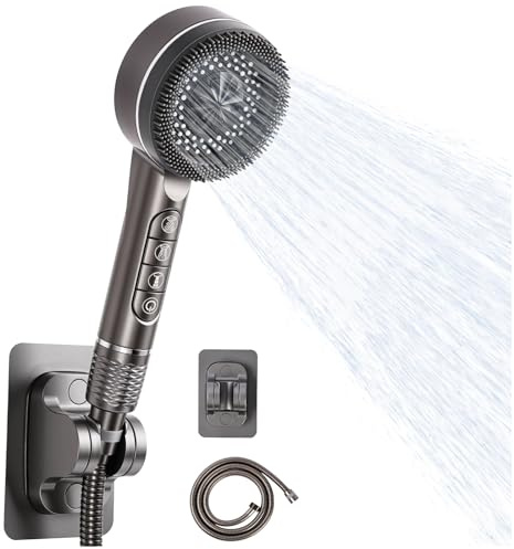 Soffione Doccia, Doccino per Doccia, con Filtro per Acqua Dura e 4 Modalità, Flusso D'acqua Potente, Include Filtro a Perle e Tubo Flessibile da1.5m, Adatto ad Ambienti con Bassa Pressione Dell'acqua