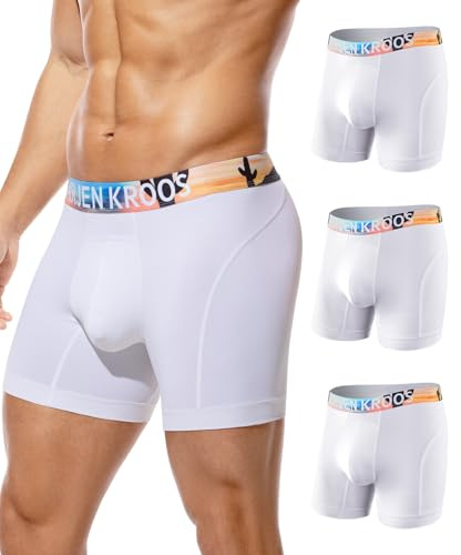 Arjen Kroos Boxer Long Homme Microfibre Caleçon Sport sous-vêtements 3-Pack | Caleçon à Jambes Longues, Anti Frottement, Respirant, Ultra Doux, Élastique pour le Quotidien, le Sport, le Travail