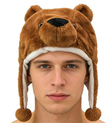 Sombreros de animales para niños, gorros cálidos y lindos con correas para las orejas, divertido sombrero de vestir, para caminatas, , otoño, Año Nuevo, diario, interior, exterior