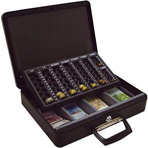 Q-Connect Caja CAUDALES 14,5 370X270X95 MM con PORTAMONEDAS Y Bandeja para Billetes