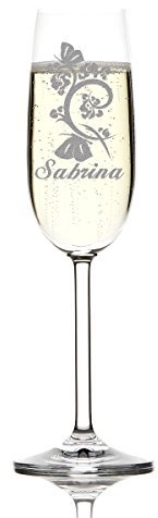 1 Champán Cristal Con Floral Diseño Incluye grabado)