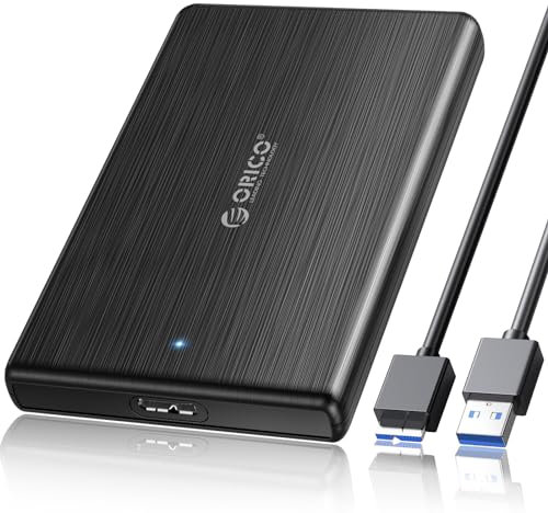 ORICO Anti-Fingerabdruck Festplattengehäuse 2,5 Zoll USB 3.0 UASP HDD Gehäuse für 7/9.5mm SATA I II III HDD SSD zu 6TB mit USB 3.0 Kabel, Werkzeuglos,Schwarz-2189U3