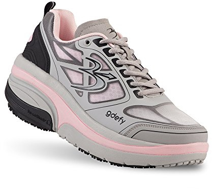 g-defy ION Walking Shoes for Women | Comfortable Orthopedic Shoes for Standing All Day | Slip Resistant for Work | Patented VersoShock Technology | Wide Toe Box Gray, Pink