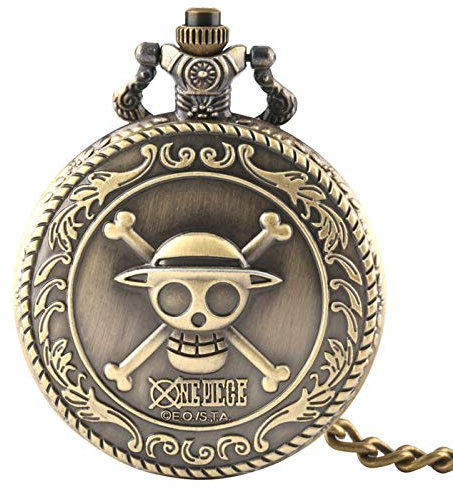 CokinkiDs nime taschenuhr, One Piece Skull Taschenuhr Quarz Kette, Geschenk für Herren