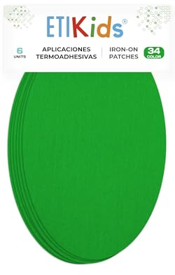 Haberdashery Online - 6 Iron-On Knee Pads Elbows for Clothes Protection & Repair, Suitable for Trousers, Jackets, Sweaters, Shirts, 16cm x 10cm, M, 34. Emerald