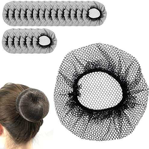 20 Stück Haarnetze Elastische, Schwarzen Haarnetz Brötchen,Haarnetz Dutt Wiederverwendbare für Balletttanz,Dance,Chef,Nurse,Catering, Haarnetz Dutt Ballett für Perücke und Haarfixierung Frauen
