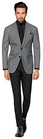 Herrblazer 2 knappar långärmad normal passform kostym sportrock jacka business lätt vardaglig sportrock, Grått, 3XL