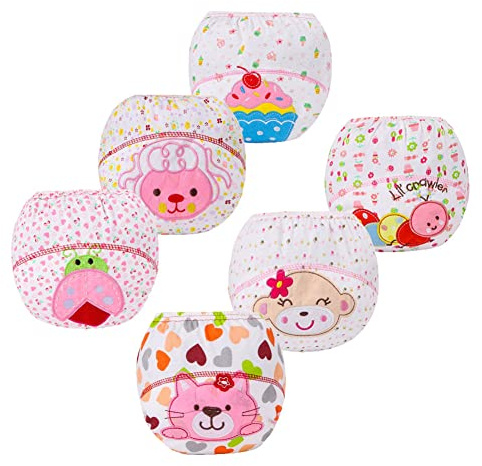 FedMois Culotte Apprentissage Propreté Garcon Fille Culotte d'apprentissage Enfant Lavable, Lot de 6, Chenille, 0-1 an