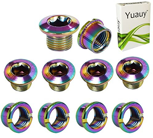 Yuauy 5 bulloni per corona singola viti a disco colorato dadi per ruota dentata adatta per bici da strada, mountain bike MTB