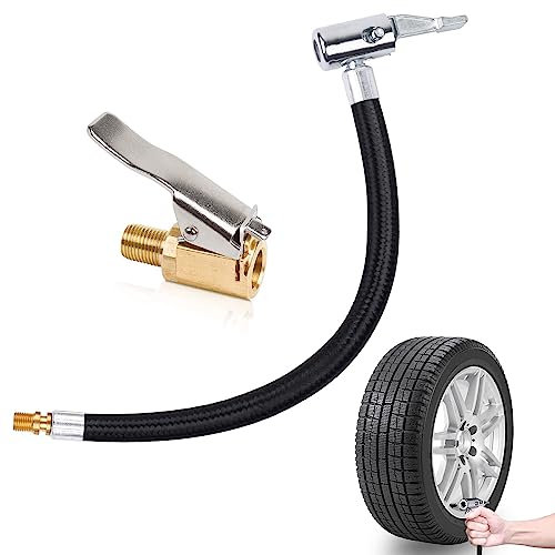 Ventilverlängerung Set,Ventilverlängerung,Ventilverlängerung Auto,10cm Autoventil Adapter mit 1 Hebelstecker Reifenfüller Schlauch Tire Kompressor Verlängerung Ventilsteckerfür Auto Fahrrad Motorrad