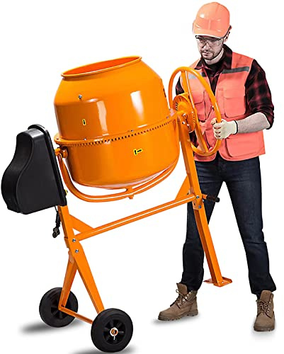Fujampe 5 Cu Ft Electric Cement Mixer, 2/3 Hp Portable Electric Concrete Mixer Machine 140L Wheelbarrow Concrete Mixing Tools for Stucco Mortar (Steel)
