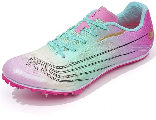 BLBK Spikes - Scarpe da Corsa da Uomo a Media Distanza, 7 Chiodi, Unisex, per Atletica Leggera, con Punte e Stampa, Chiaro di Luna, 37 EU