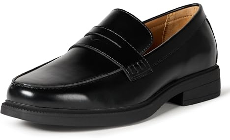 Amazon Essentials Men's Classic Penny Loafers Dress Shoes, Black Faux Leather, 7 UK