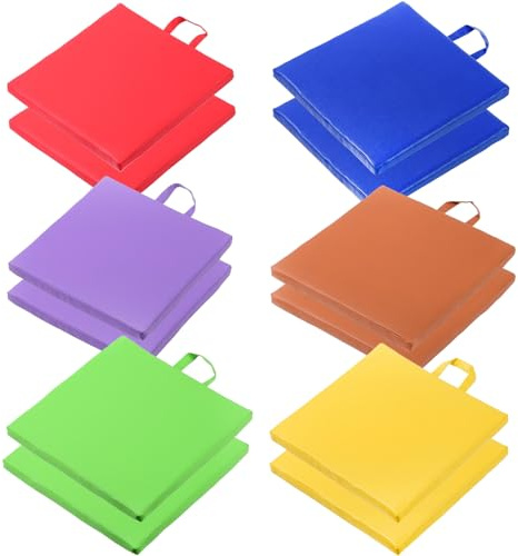 CUCUFA Floor Cushions for Kids, 12PCS Baby Play Mat, 12 Inch Waterproof Flexible Seating with Handle, Rectangular Floor Seat, Floor Tile Mat