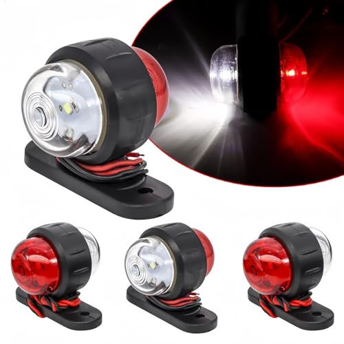 joonnair 4 Markierungsleuchten led begrenzungsleuchten 12v begrenzungsleuchten anhänger positionsleuchte seitenmarkierungsleuchten 12V 24V led Weiß und Rot für Anhänger, Wohnwagen, Transporter, LKW