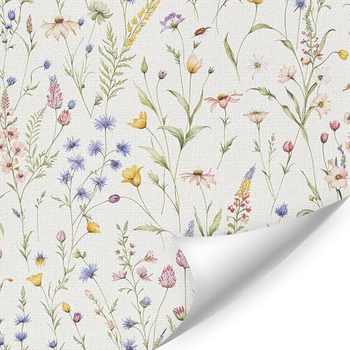 CHDITB Colorful Flower Sticker Wildflower Wallpaper Self Adhesive(44x300cm)
