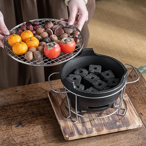Barbecue portatile in ceramica per barbecue da esterni, per campeggio, interni ed esterni, picnic, feste, fornello a carbone leggero (24 x 13 cm)