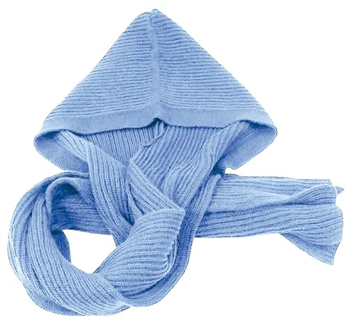 Générique Hund tjock varm huva halsduk huvtröja damhatt ull huva hatt halsduk wrap sjal krok hund med handtag, Färg: blå, one size