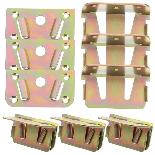 POPETPOP 6 Piezas de Hebilla de Bisagra de Placa de Cama en Hierro Naranja, Soporte Superior y Funcionalidad Práctica, Ganchos en Forma de U para Fijación de Barandilla de Cama