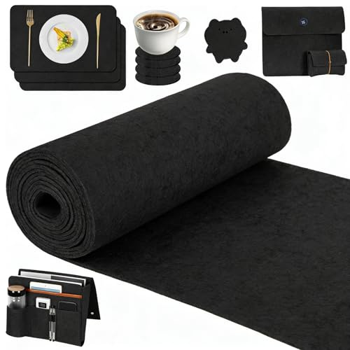 XCDMJ Filtrulle filttyg 30 cm x 200 cm x 3 mm polyester filt pysselfilt för gör-det-själv förvaringsväska lapptäcke sömnad hantverk hantverk, filtmatta att klippa dekoration (svart)