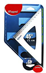 Maped 120421 Triangolo da disegno, 45 gradi in alluminio, Lunghezza: Ipotenosa: 210 mm x 13 cm