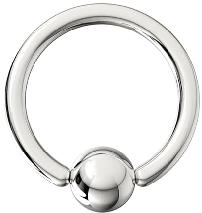AZARIO LONDON G23 Grade Titanium 14 Gauge - 14mm Diameter Captive Bead Ring with 5mm Ball - Nose Ring - Septum Ring - Lip Ring - Belly Piercing Jewellery