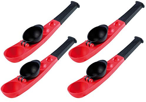 infactory Wurfspielzeuge: 4er-Set wurfstarke Einhand-Wasserbomben- & Schneeball-Schleudern (Schleuder für Schneeballschlacht, Schneeball-Schleuder für Winter, Ballon)