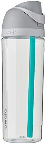 Owala FreeSip Clear Tritan Plastic Water Bottle with Straw, BPA-Free Sports Water Bottle, Great for Travel, 25 Oz, Shy Marshmallow
