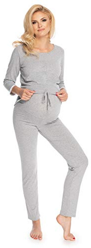 Selente Mummy Love - Pijama de Maternidad Gris Claro L-XL