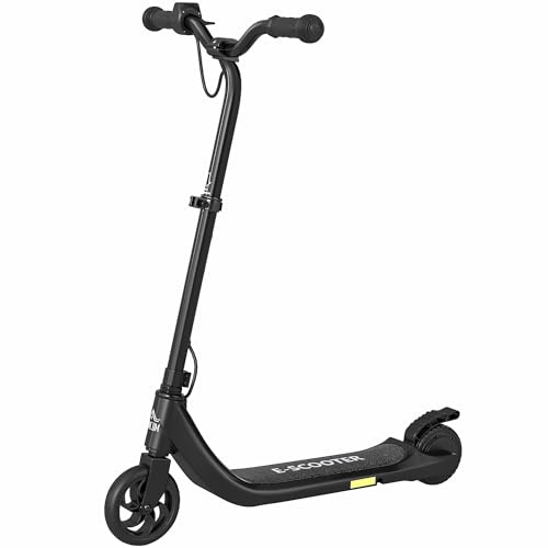 HOMCOM Electric Scooter for Kids, Scooter for Age 6+, Up to 8 KM/H, Maximum Range 6 KM, 6kg Lightweight, Adjustable Height, Rear Brake, Black