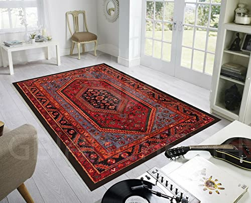 By Suardi Tappeto Orientale Mossul Rosso Antiscivolo Stampa Digitale Linea Emozioni D'Oriente Ideale per Soggiorno Camera (154x230)